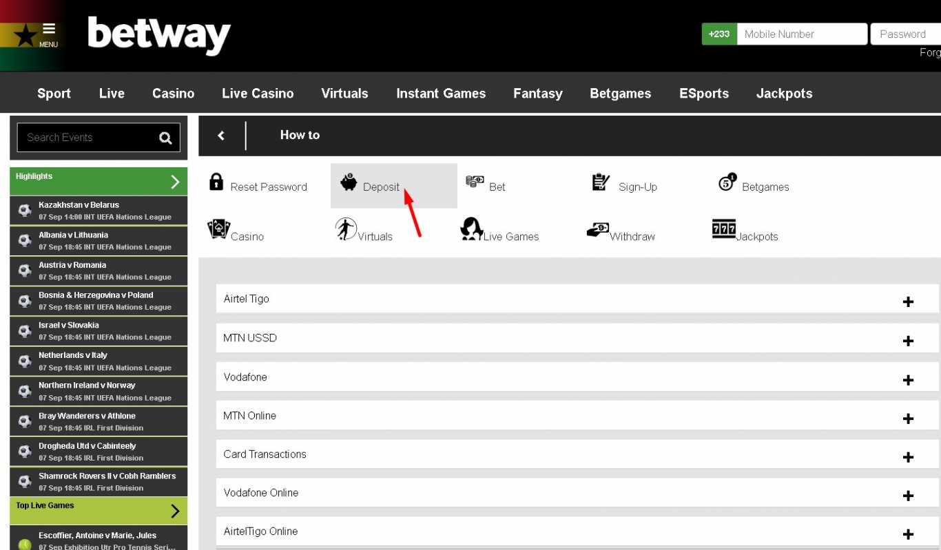 Betway casino payment services