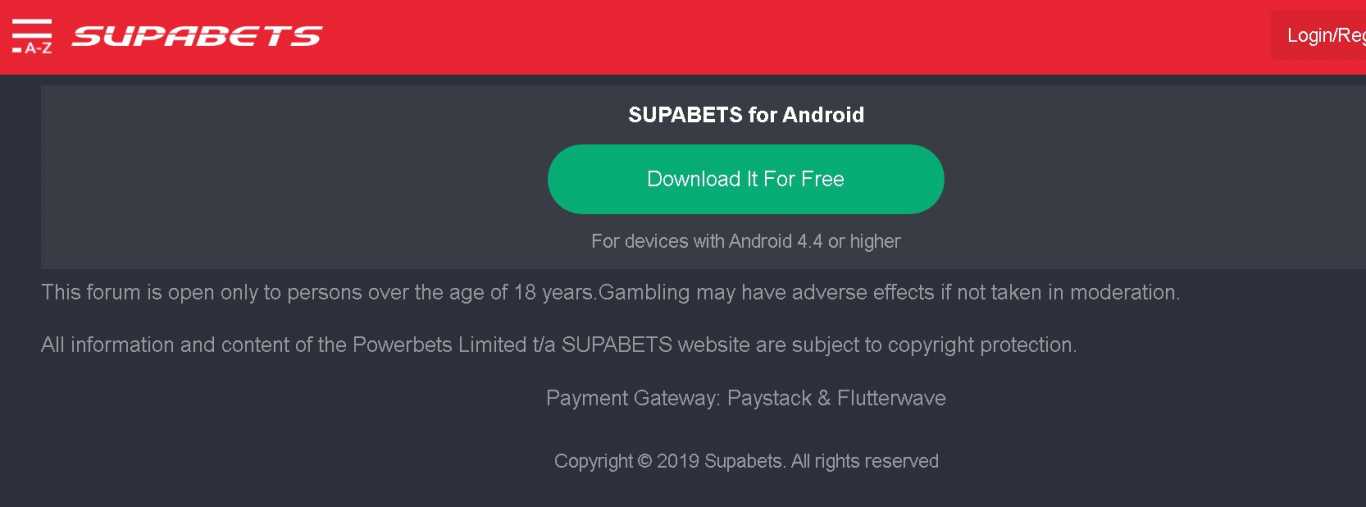 Supabets app for Android